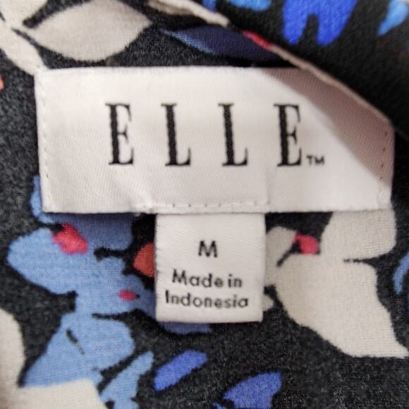 Elle Dress Womens M Black Blue Pink Floral Tiered Ruffled Sundress Flowy Preppy - Picture 5 of 11